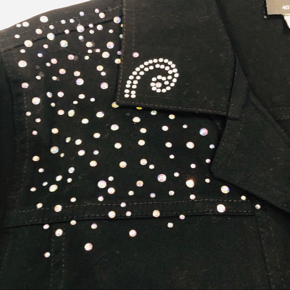 Unique Fashions Black Button Down Bling Jacket - Picture 4 of 5